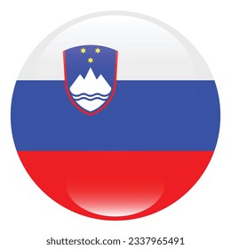 The flag of Slovenia. Flag icon. Standard color. Circle icon flag. 3d illustration. Computer illustration. Digital illustration. Vector illustration.