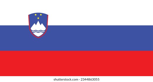 The flag of Slovenia. Flag icon. Standard color. Standard size. A rectangular flag. Computer illustration. Digital illustration. Vector illustration.