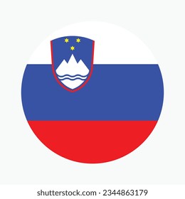 The flag of Slovenia. Flag icon. Standard color. Circle icon flag. Computer illustration. Digital illustration. Vector illustration.