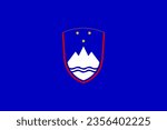 Flag of Slovenia. Matted Vector Icon and Button. Rectangular Shape with Rounded Corners