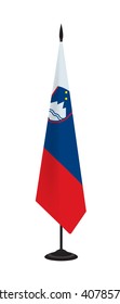Flag of Slovenia on a flagstaff. Vector illustration