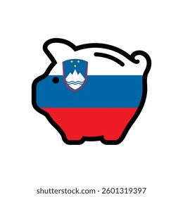Flag of Slovenia, piggy bank icon, vector symbol.