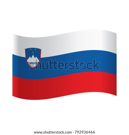 A flag of Slovenia, Raster version. National flag of Slovenia: white, blue and red horizontal stripes with coat of arms.