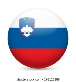 Flag of Slovenia as round glossy icon. Button with Slovene flag