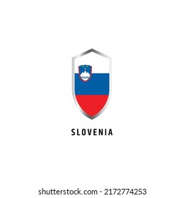 Bandera de Eslovenia con icono de forma de escudo ilustración vectorial plana