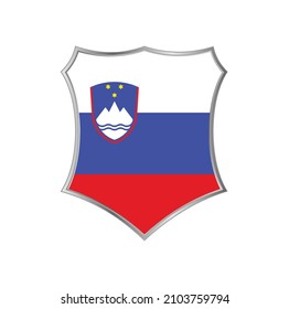 Bandera de Eslovenia con marco de escudo plateado