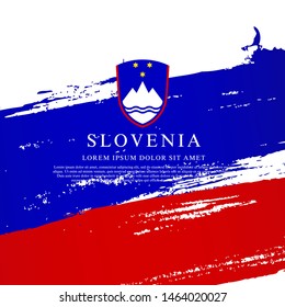 Flag of Slovenia. Vector illustration on white background. Brush strokes drawn by hand. Independence Day and unity.