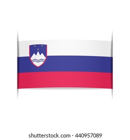Flag of Slovenia. Vector illustration of a stylized flag. The slit in the paper with shadows. Element for infographics.