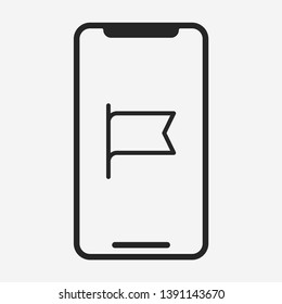 Flag with smartphone icon isolated on background. Favorite symbol modern, simple, vector, icon for website design, mobile app, ui. Vector Illustration