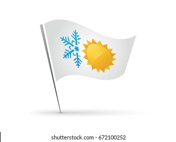 flag snowflake and sun hot cold symbol