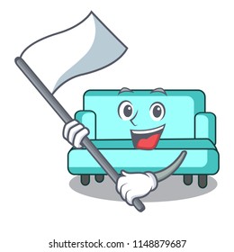 With flag sofa mascot cartoon style