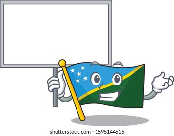 Flag solomon island Scroll cute cartoon character bring a board