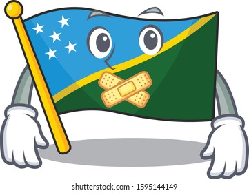 Flag solomon island Scroll mascot cartoon character design on silent gesture