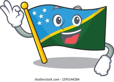 Flag solomon island Scroll mascot design making an Okay gesture