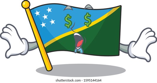 Flag solomon island Scroll with Money eye cartoon character style