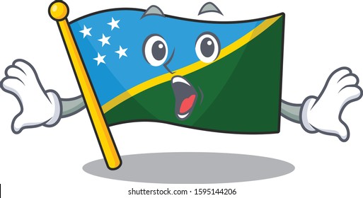 Flag solomon island Scroll Surprised gesture on cartoon character style