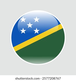 The flag of solomon islands. Circle icon flag. Button flag icon. glossy circle badge. 3d illustration.	