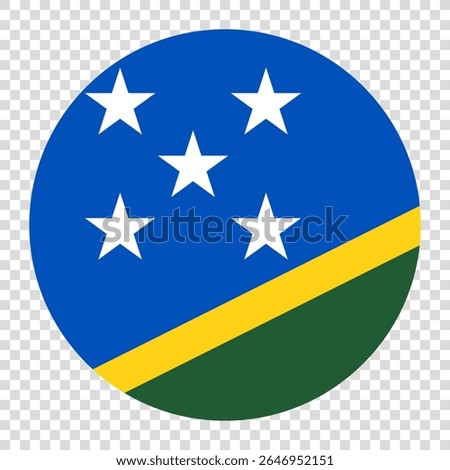 Flag of Solomon Islands. Solomon Islands circle flag logo icon computer vector illustration design. Checkerboard background.
