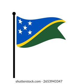 Bandeira das Ilhas Salomão. Ilhas Salomão bandeira computador digital vetor ilustração ícone design. Bandeira de mastro flutuante.