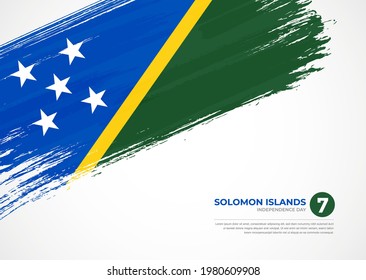 Flag of Solomon Islands with creative painted brush stroke texture background