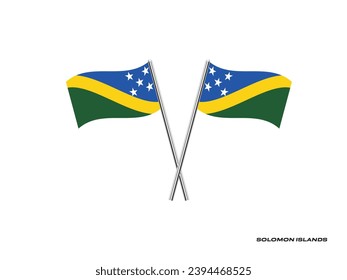 Flag of Solomon Islands, Solomon Islands cross flag design. Solomon Islands cross flag isolated on white background. Vector Illustration of crossed Solomon Islands flags.