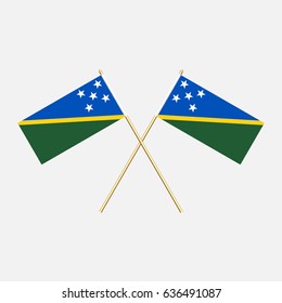 Flag of Solomon Islands with flagpole. Vector illustration.