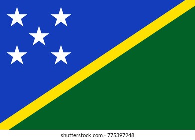 Flag Solomon islands flat style. The icon of national symbol. State sign in flat style on the entire page as vector illustration