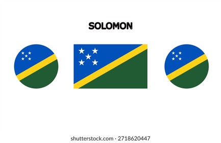 Bandera de las Islas Salomón en alta calidad (rectángulo y forma de círculo)