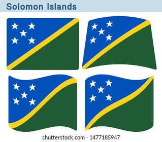 Flag of Solomon Islands. Flag icon set of four different shapes. Vector Illustration.