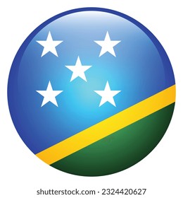 Flag of Solomon Islands. Flag icon. Standard color. Circle icon flag. 3d illustration. Computer illustration. Digital illustration. Vector illustration.