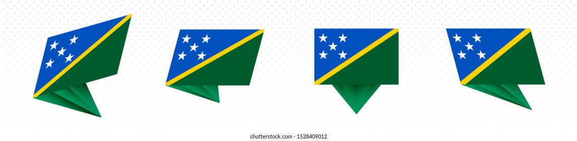 Flag of Solomon Islands in modern abstract design, vector flag set.