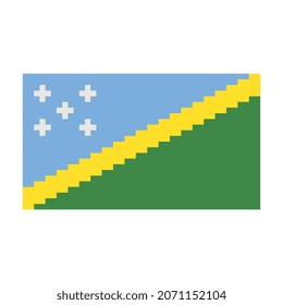 Flag Solomon Islands. Pixel art. Stickers design. Isolated vector illustration. 