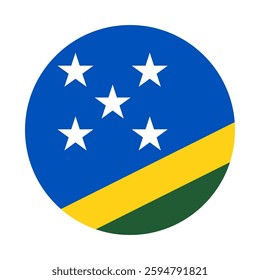 Flag of Solomon Islands round shape, national symbol