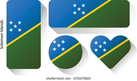 Bandera de las Islas Salomón, conjunto de banderas, botón de bandera, Corazón de la bandera	
