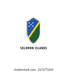 Bandera de las Islas Salomón con un icono de forma de escudo ilustración vectorial plana