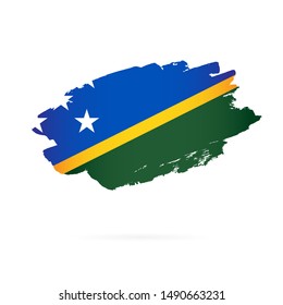Flag of Solomon Islands. Vector illustration on a white background. Brush strokes are drawn by hand.