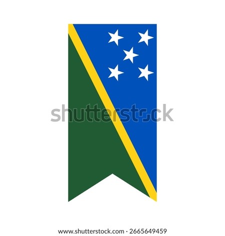 Flag of Solomon Islands. Solomon Islands vertical flag icon digital vector illustration. The hanging flag.