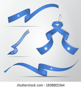 Flag of Somalia. 1st of July. Set of realistic wavy ribbons in colors of somali flag. Independence day. National symbol. Vector illustration. EPS10