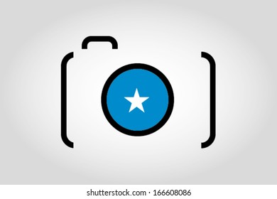 The flag of Somalia in a Camera Lens