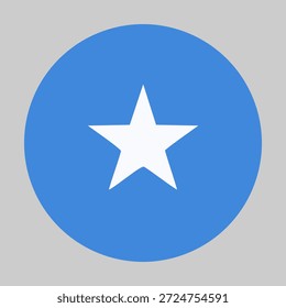Bandera de Somalia en forma circular con proporciones precisas y colores oficiales. Representar la identidad nacional y el patriotismo