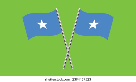 Flag of Somalia, Somalia cross flag design. Somalia cross flag isolated on Green background. Vector Illustration of crossed Somalia flags.