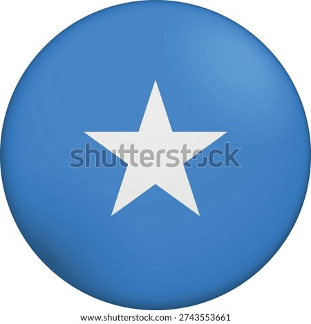 Flag of Somalia. Glossy circular flag. Button appearance. 3D Icon Design with depth. Professional, tactile look. Perfect for representing national identity in digital interfaces and perfect for websites