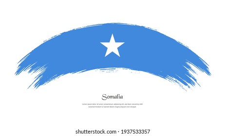 Flag of Somalia in grunge style stain brush with waving effect on isolated white background