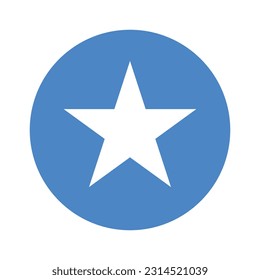 The flag of Somalia. Flag icon. Standard color. A round flag. Computer illustration. Digital illustration. Vector illustration.