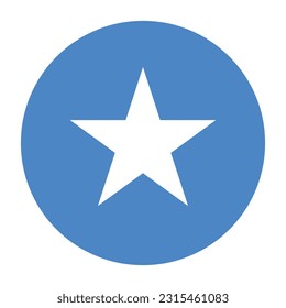 The flag of Somalia. Flag icon. Standard color. A round flag. Computer illustration. Digital illustration. Vector illustration.