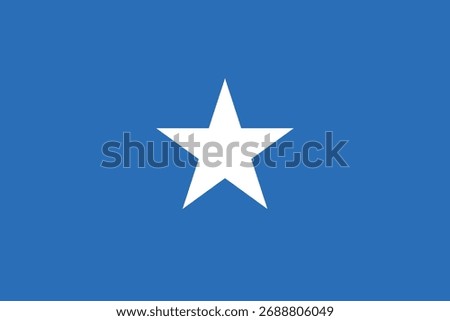 Flag of Somalia with light blue background and white star. Represents Somali nation, heritage, culture, and official identity.