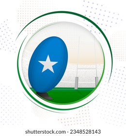 Flag of Somalia on rugby ball. Round rugby icon with flag of Somalia. Vector illustration.