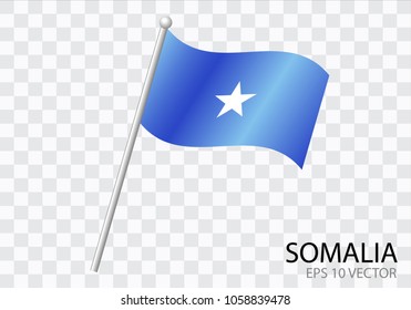 Flag of SOMALIA with flag pole waving in wind.Vector illustration