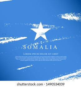 Flag of Somalia. Vector illustration on a white background. Brush strokes are drawn by hand. Independence Day.