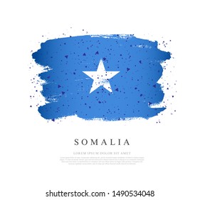Flag of Somalia. Vector illustration on a white background. Brush strokes are drawn by hand. Independence Day.